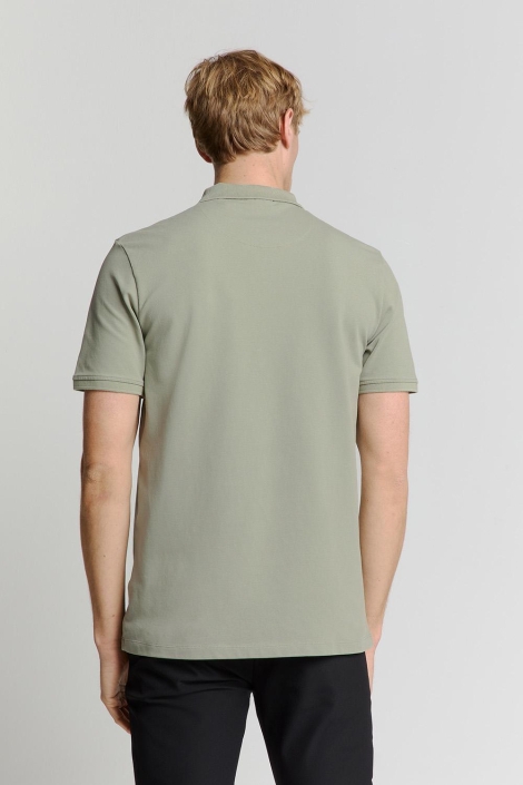 NO-EXCESS polo zip pique garment dyed